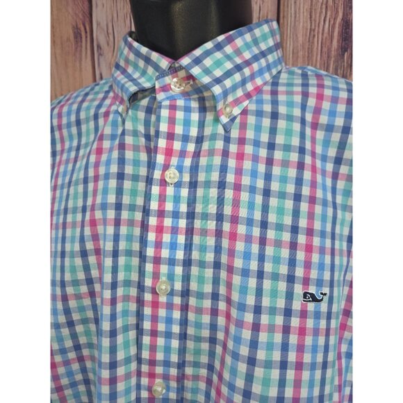 Vineyard Vines Mens XXL Whale Shirt Plaid Button Down 100% Cotton Long Sleeve - Picture 3 of 6